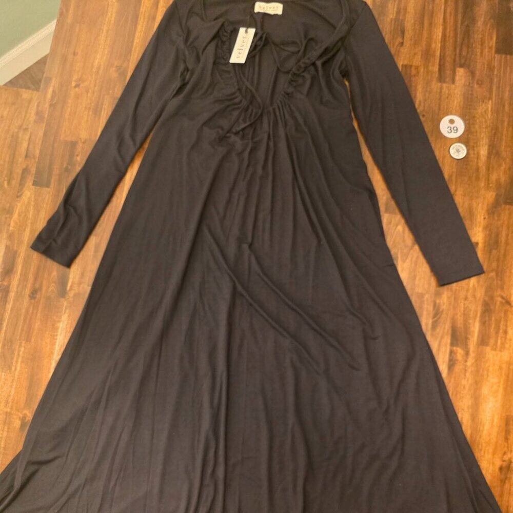 Velvet by Graham & Spencer Dress Womens XS Black Long Sleeve Ruched Soft - Picture 1 of 11
